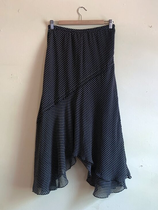 Adrianna Papell Dresses & Skirts - VINTAGE Adrianna Papell Polka Dot Silk Skirt Asymmetrical Size 10 y2k whimsygoth